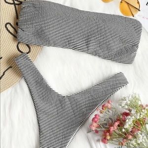 Striped bandeau bikini